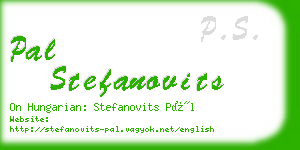 pal stefanovits business card